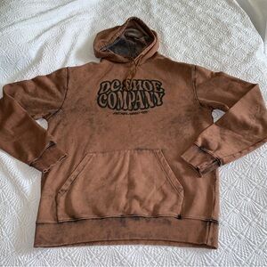 Skater Hoodie DC Shoe Company Acid Washed Brown Contour Size M